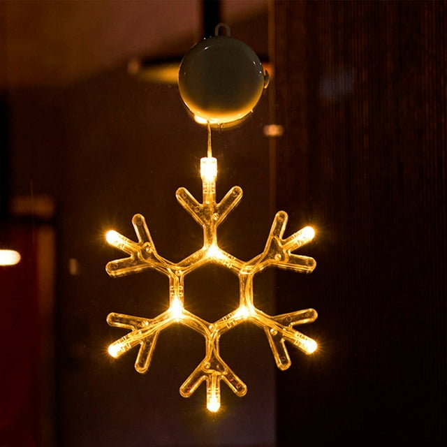LSLJS Christmas Lights Christmas LED Light Decoration with Suction Cup Hook Christmas Tree Snowflake Snowman Battery Powered Indoor Bedroom Window Display Holiday Lights Warm White