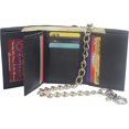 thumbnail image 3 of Swiss Marshall Men's RFID Blocking Premium Leather Chain Trifold Wallet Black with 15 inch Nickle Chain, 3 of 6