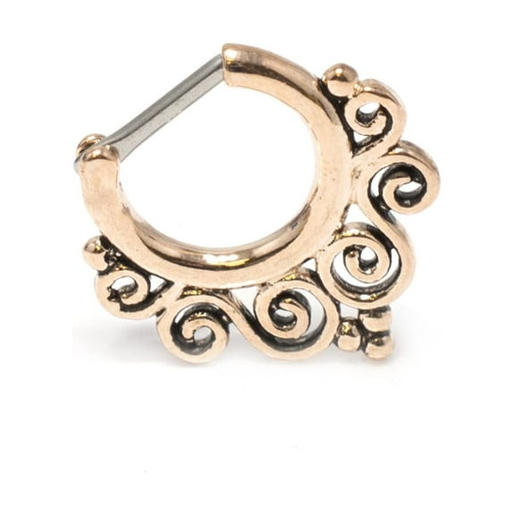 Rose Gold Tribal Swirls 16ga Septum Clicker