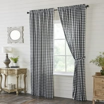 VHC Brands Annie Buffalo Farmhouse Curtain Panels, Check, Black, 96x50, Set of 2