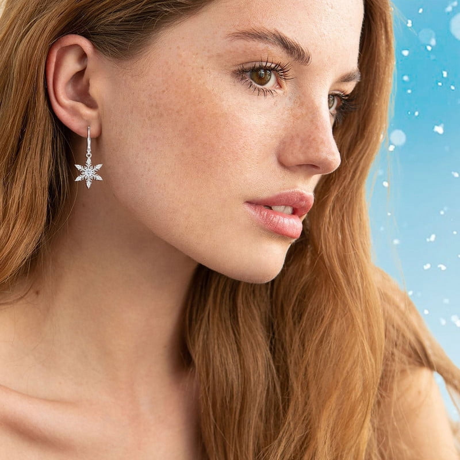 Snowflake Earrings for Women 925 Sterling Silver Dangle Drop Earrings 18K Gold Plated Sparkle Cubic Zirconia Leverback Snowflake Earrings Thanksgiving Xmas Christmas Jewerly Gifts for Women