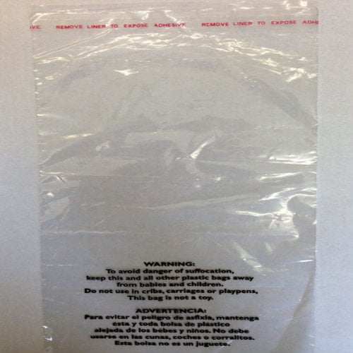 100 Pcs 11x14 Clear Flat Poly Bags 1.6mil with Suffocation Warning PO 