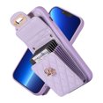 thumbnail image 3 of Wallet Case Designed for iPhone 15 Pro Max, with 6 Card Holder Slots RFID Blocking Shoulder Wallet Case Crossbody Strap Shockproof Leather Kickstand Phone Case For iPhone 15 Pro Max, Purple, 3 of 11