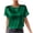 Green, variant on Women's Short Sleeve Satin Blouses Casual Loose Crewneck Silk Shirts Roll Up Sleeve Tunic Tops