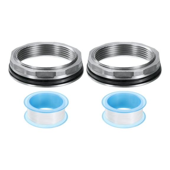 2Pcs Bulkhead Fitting 2" Female 304 Stainless Steel Water Tank Connector Water Tank Adapter