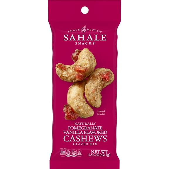 Sahale Snacks Naturally Pomegranate Vanilla Flavored Cashews Glazed Mix, 1.5 Ounce Bag – Sweet & Tart Cashew Snack, Gluten Free