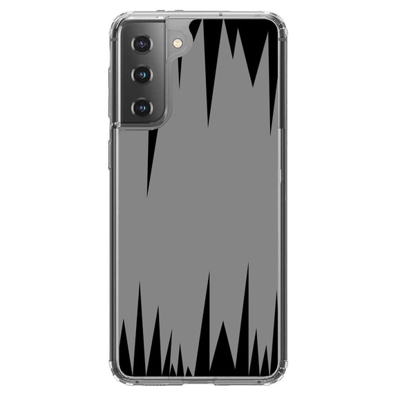 DistinctInk Clear Shockproof Hybrid Case for Galaxy S21  PLUS 5G (6.7" Screen) - TPU Bumper, Acrylic Back, Tempered Glass Screen Protector - Grey Black Spikes
