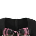 thumbnail image 3 of CNKOO Women‘s Spring Autumn Patchwork Dress Long Sleeve Square Neck Plaid Zipper A-Line Dress, 3 of 5
