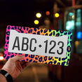 thumbnail image 4 of 1 Pcs Neon Leopard License Plate Frame, License Plate Cover for Car Decorative Parts, Aluminum License Plate Bracket Holder Rust-Proof Weather-Proof for US Standard Car, 4 of 9