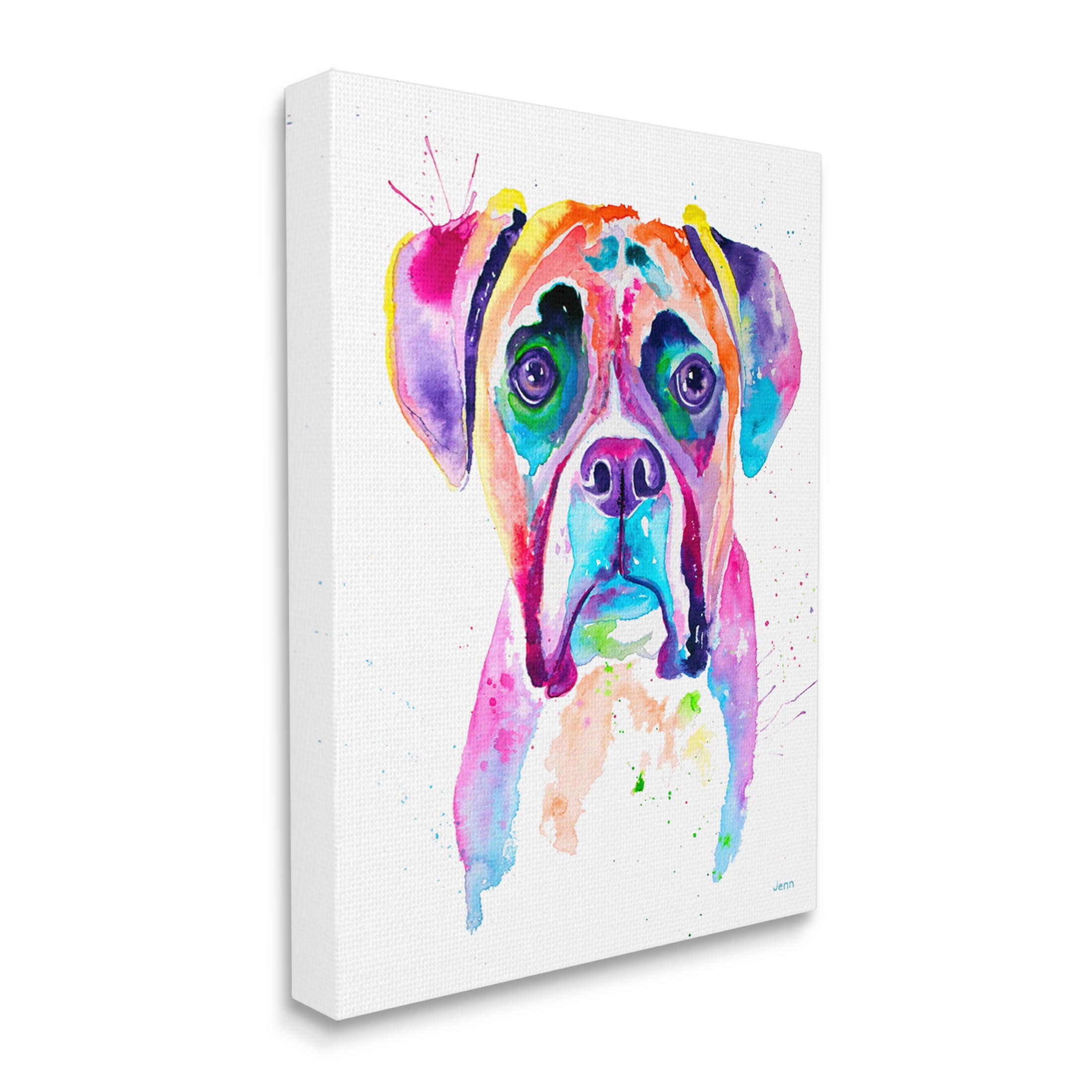 Boxer Dog Vivid Watercolor Style Animals & Insects Graphic Art Gallery Wrapped Canvas Print Wall Art