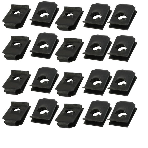 Unique Bargains 20Pcs Spring Steel Speed Fastener U Nut Clip Black for M4 / ST3.5 Screw Bolt