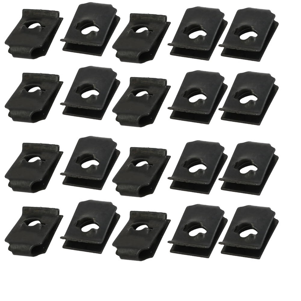 Unique Bargains 20pcs Spring Steel Speed Fastener U Nut Clip Black for ...