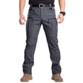 thumbnail image 2 of Mens Cargo Pants Water Resistant Relaxed Fit Hiking Work Pants Multi Pockets Ripstop Flex Baggy Camo Tactical Pant Gray 2XL, 2 of 9