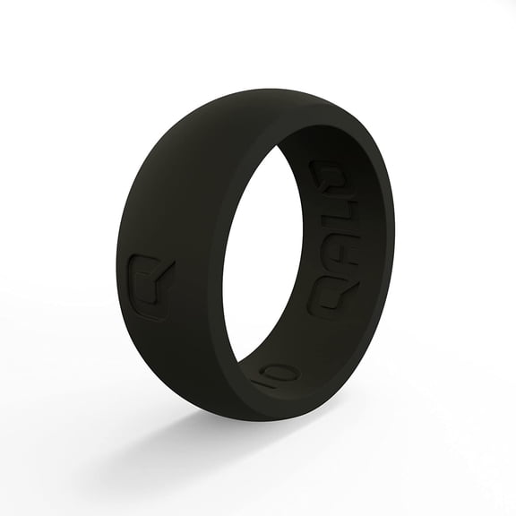 QALO Men's Classic Q2X Rubber Silicone Ring, Rubber Wedding Band, Breathable, Durable Rubber Wedding Ring for Men, 8.5mm Wide 2.5mm Thick, Black, Size 15