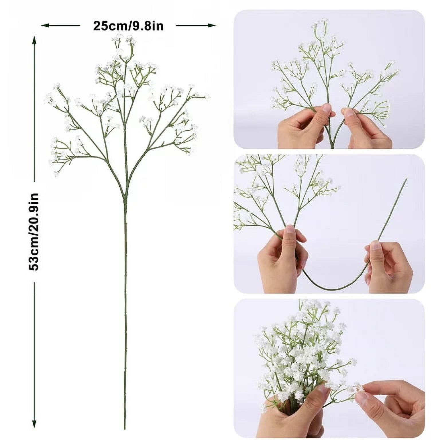 GoXteam 12 Pcs Baby Breath/Gypsophila Artificial Fake Silk Plants Wedding Party Decoration Real Touch Flowers DIY Home Garden (White)