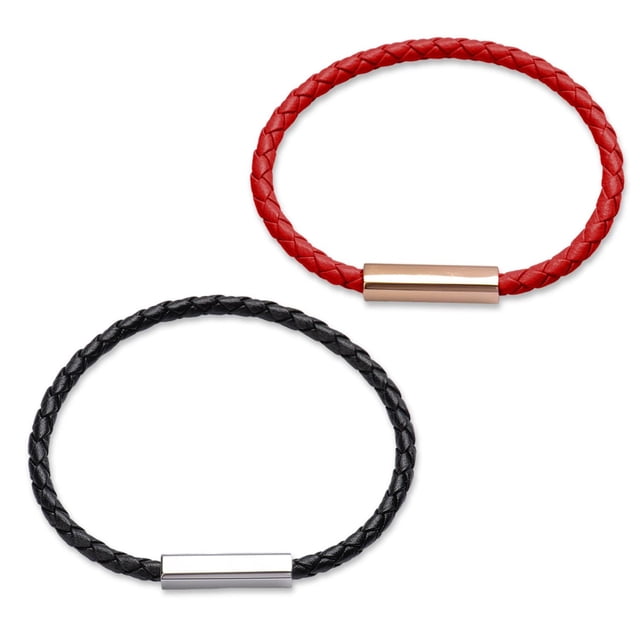 Pulseras para Pareja de Piel Vegana y Acero Inoxidable con Imán LuckyLy Modelo Cala rojo UNITALLA