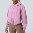 thumbnail image 2 of Zpanxa Women's Athletic Hoodie Jacket Long Sleeve Full Zip Yoga Sweatshirt with Pockets Loose Fit Casual Workout Running Top Purple M, 2 of 8