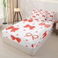 thumbnail image 2 of Manfei Chic Bow Zipper Twin Comforter Sets with Fitted Sheet and 2 Pillowcases,Red Bowknot Zipper Bedding Set,Polkadot Reversible,4pcs, 2 of 7