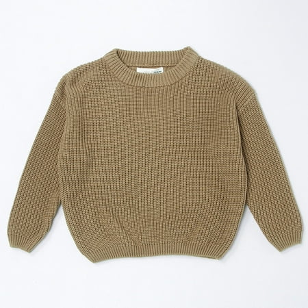 

Leutsin Baby Girl Boy Oversized Knit Sweater Crewneck Pullover Sweatshirt Solid Warm Long Sleeve Tops Blouse