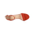 thumbnail image 4 of BLISSFUL STEP Women's Shoes Open Toe Mid Block Heel Ankle Strap Faux Suede Sandals Orange 10, 4 of 7