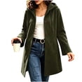 thumbnail image 2 of MOONDU Women's Faux Suede Coat Pea Coat Hooded Button Down Mid-Length Drawstring Long Sleeve with Pockets Casual Fall Winter Daily Wear Top 8 Colors, 2 of 8