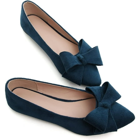 

Pfhytec LU Pointy Toe Ballet Flats for Women with Cute Bowknot Elegant Slip-ons Soft Support Daily Walking Shoes