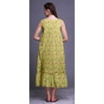 thumbnail image 2 of Bimba Medium Yellow6 Watercolor Flower & Leaves Mid Calf Nightwear Ladies Cotton Printed Sleeveless Night Gown Maxi Dress XX-Large, 2 of 6