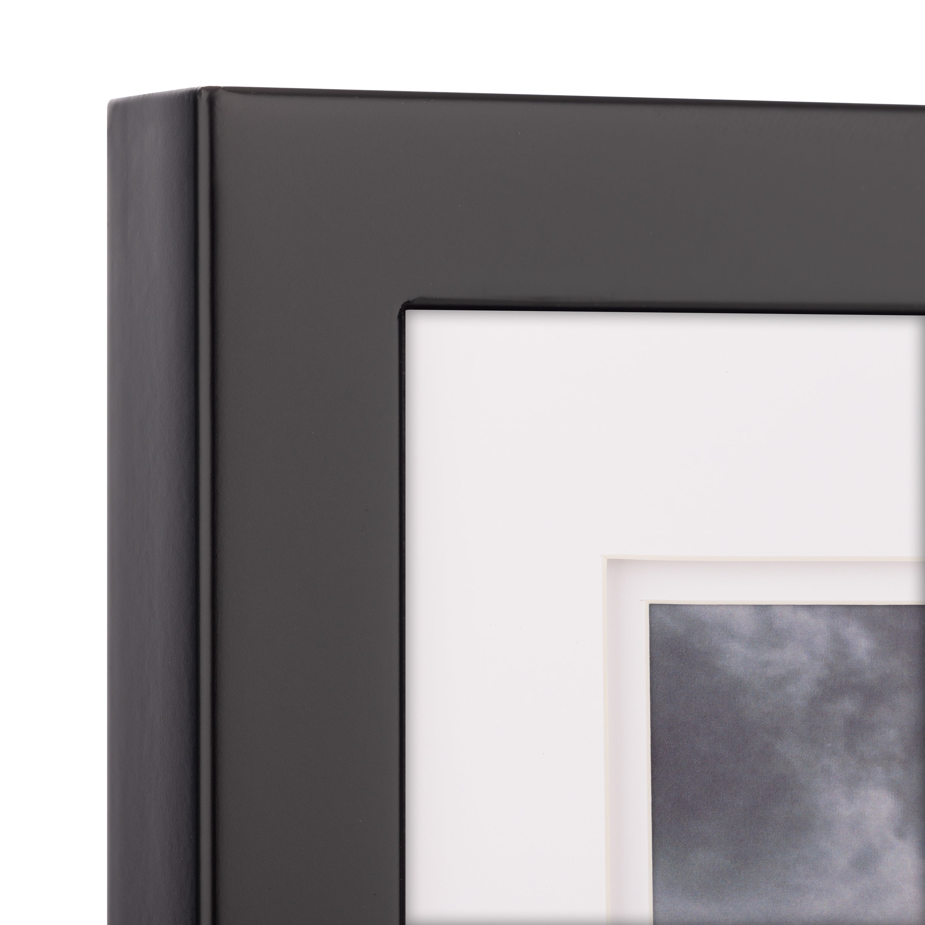 Gallery Solutions - Size 14"x18" Double Airfloat Mat Picture Frame - Sleek Black/White Design for Wall Mounting