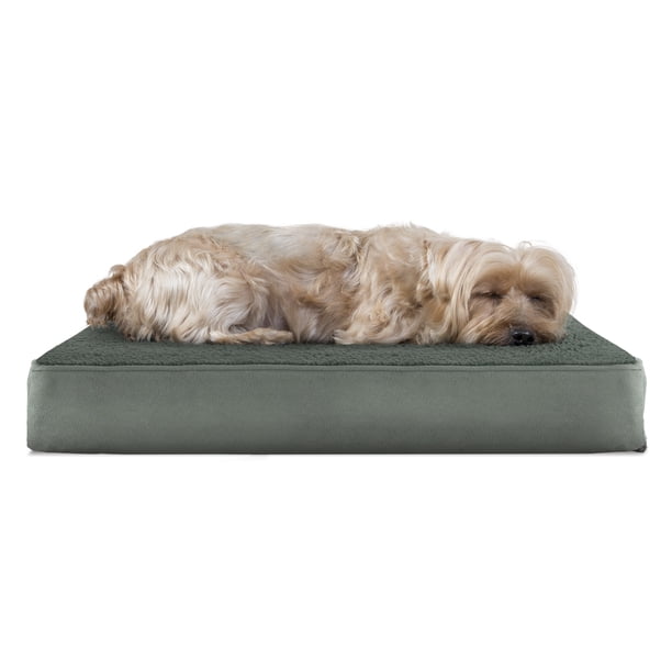 FurHaven Pet Dog Bed Deluxe Orthopedic Terry Fleece Mattress Pet Bed for Dogs & Cats, Forest