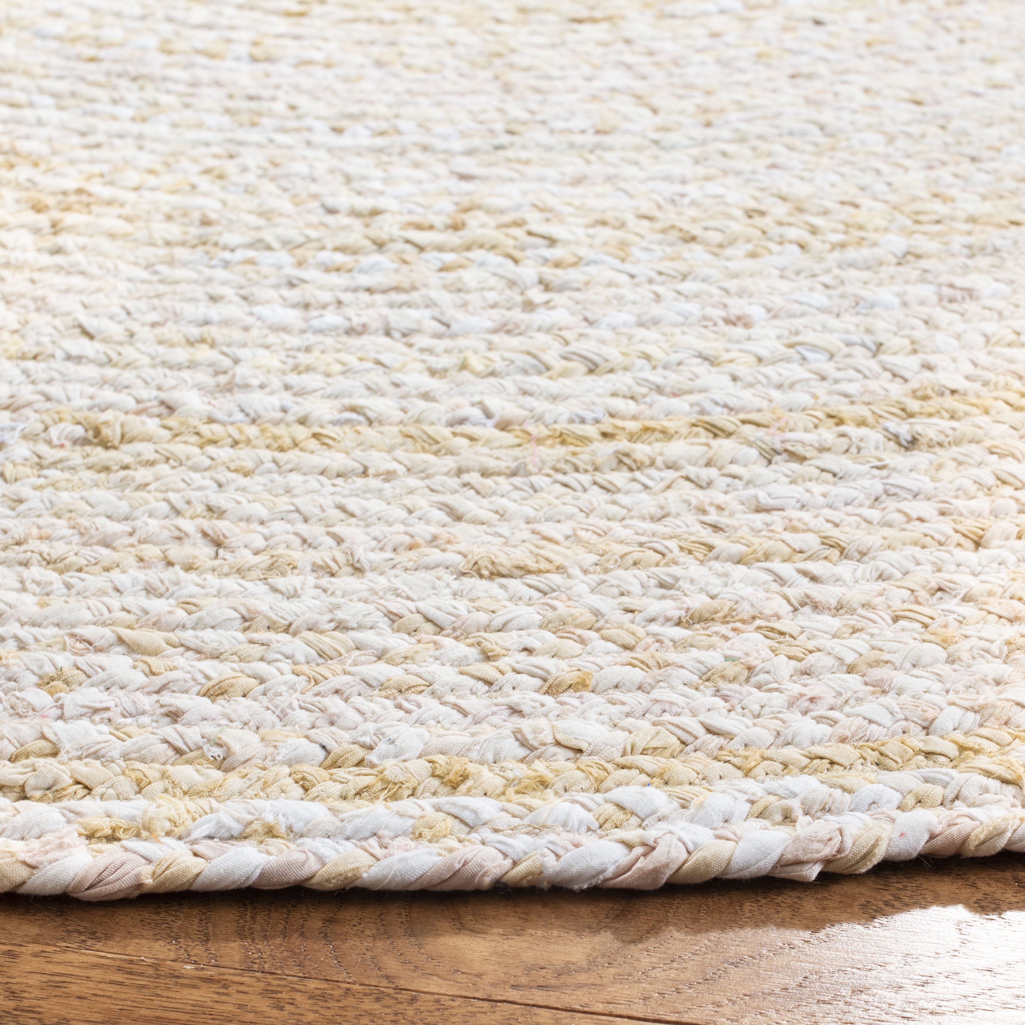 SAFAVIEH Braided Calvin Transitional Cotton Reversible Area Rug, Beige, 4' x 4' Round