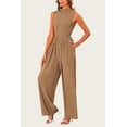 thumbnail image 6 of PRETTYGARDEN Womens Summer Jumpsuits Dressy Casual One Piece Outfits Sleeveless Mock Neck Wide Leg Pants Rompers with Pockets, 6 of 8