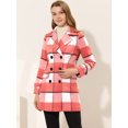 thumbnail image 2 of Abrigo De Cuadros De Invierno Con Doble Botonadura Y Solapa Con Muesca Para Mujer Rosa M, 2 of 5