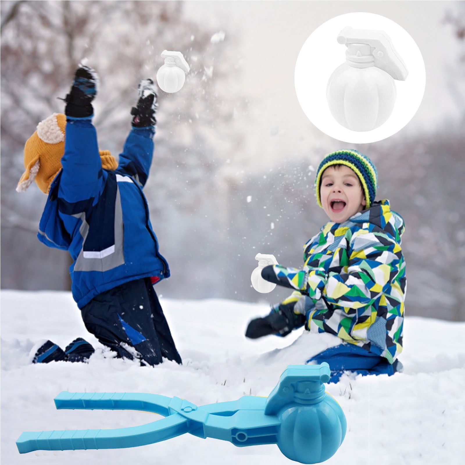 Lot De 2 Pinces à Boules De Neige – Plastique Solide – Poignée Allongée – Pour Neige, Sable, Boue – Couleurs Aléatoires
