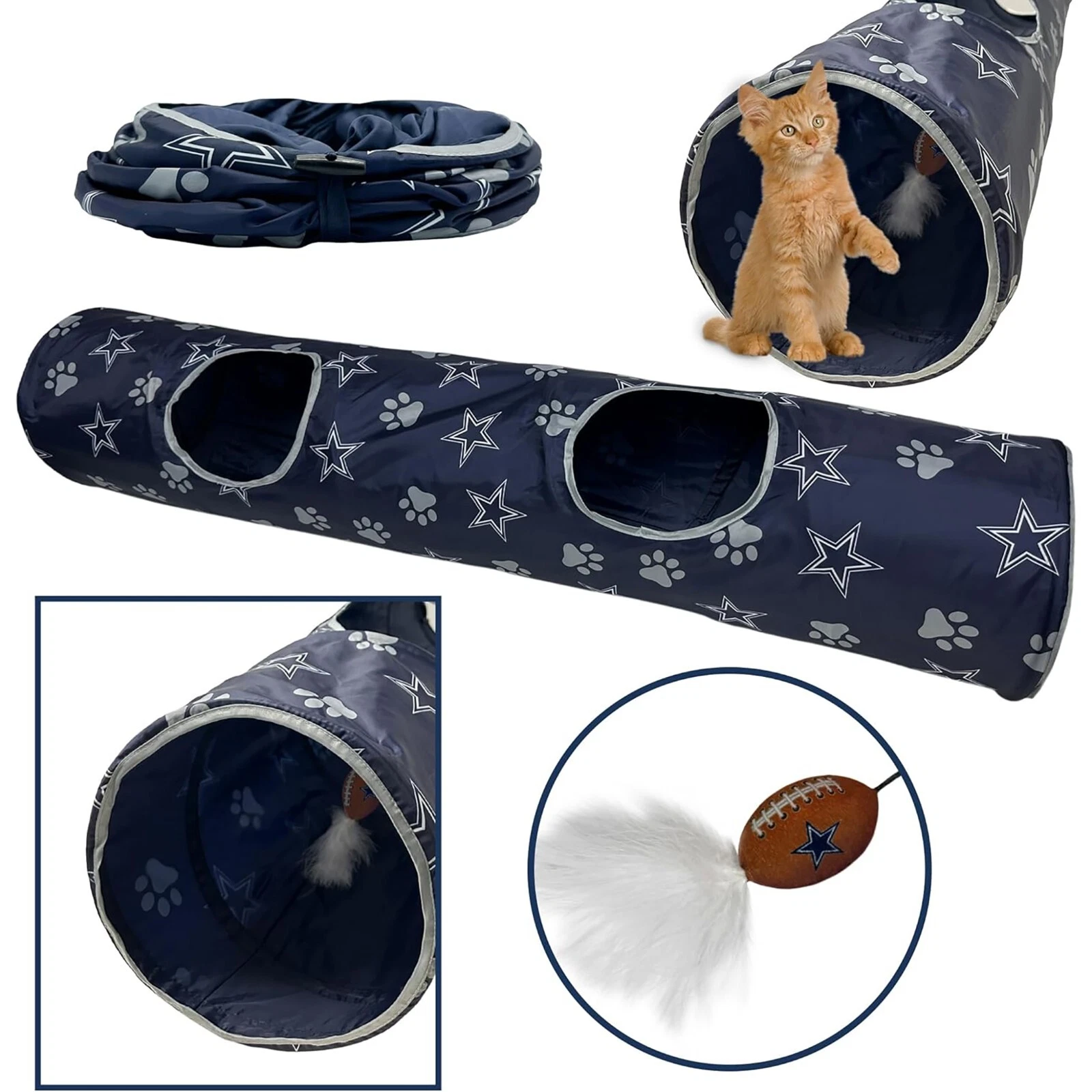 Pets First NFL Cat Tunnel Tube Toy & Plush Football Toy Filled with Catnip