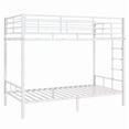 thumbnail image 2 of White Twin Bunk Bed Square Tube High Guardrail Side Ladder Opening Iron Bed, 2 of 11