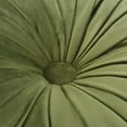 thumbnail image 5 of HIG Set of 2 Pumpkin Pleated Round Throw Pillows, Soft Velvet, Olive, 14.5" Diameter, 5 of 7
