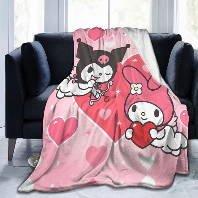 Cute Cinnamon Dog Kuromi My Melody Kitty Flannel Blanket