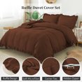 thumbnail image 2 of BedDecor 100% Egyptian Cotton Ruffle Trim Fringe Duvet Cover Set: Elegance with a Delicate Touch |Full/Queen, Chocolate, 2 of 5