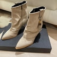 thumbnail image 5 of Beige Ladies Casual Boots With Suede And Pointed Toe For Comfort, 5 of 8