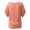 thumbnail image 3 of Doublju Womens Short Kimono Sleeve V Neck Dolman Drape Shirts With Plus Size, 3 of 4