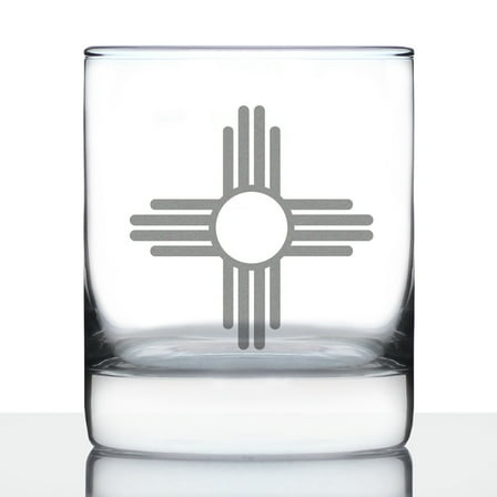 Bevvee Whiskey Rocks Glass 10.25 oz Flag Of New Mexico Gifts for Whiskey Enthusiasts Glassware & Drinkware