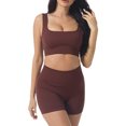 thumbnail image 1 of Conjuntos de entrenamiento para mujer, camiseta sin mangas acanalada de 2 piezas, sin costuras, cintura alta, conjunto de gimnasio, conjuntos cortos de yoga, 1 of 6