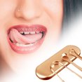 thumbnail image 3 of Vogacara Raspadores de lengua de acero inoxidable de 3 piezas con estuche de viaje Herramientas de eliminación de mal aliento Kit de mujeres Cuidado de Type5 NO5 Vogacara CE001387-02, 3 of 6