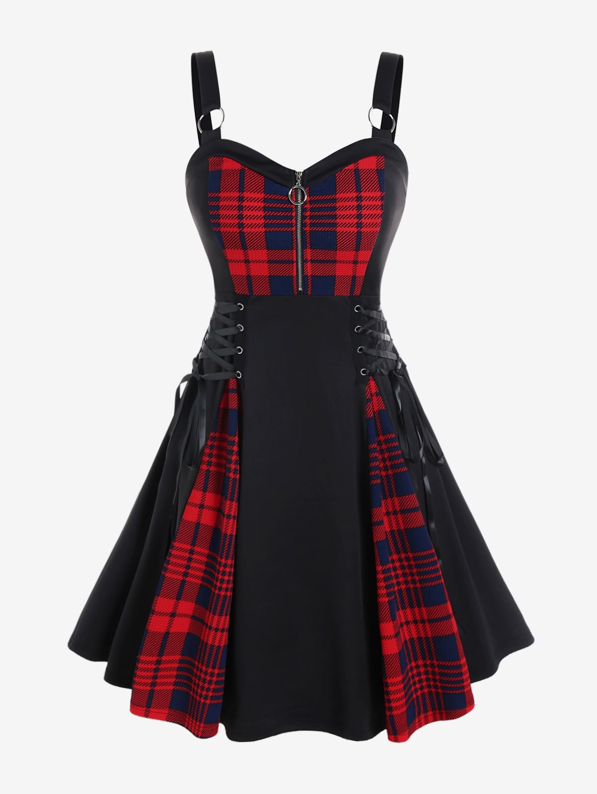 posh high waisted dress pants Snowflake Magic Plaid Christmas Dress – Mia Belle Girls main image 1