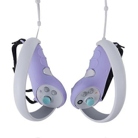 2Pcs Handle Grip Shell Compatible For Pico 4 / Pico 4 Pro VR Controller Anti-slip Silicone Case with Lanyard Purple