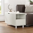 thumbnail image 2 of FAGAGA End Tables for Living Room with Storage Shelf,Narrow Sofa Side Table Slim Chair Side Table Adjustable Feet End table，White, 2 of 10