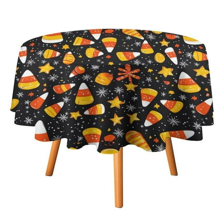 

JINGDS Halloween Candy Corn Snowflakes-509 Round Table Cloth Halloween Tablecloth Thanksgiving Day Table Cloth Round Cover Circle Tablecloth for Halloween Thanksgiving Fall Party