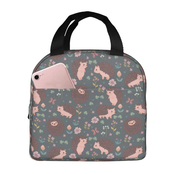 Disketp Hedgehogs and Flowers1 Bolsa Térmica para Almuerzo para Hombre y Mujer, Ideal para Trabajo, Senderismo y Picnic