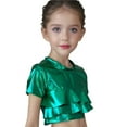 thumbnail image 4 of Kids Girls Short Sleeve Crop Top Shiny Metallic Dance T-Shirt Jazz Ballet Dance Performance 3-4 Years, 4 of 4