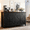 Black, variant on Frmobepts 63"W Kitchen Sideboard Credenza, 4-Doors 3-Drawer Wood Buffet Storage Cabinet with Adjustable Shelves for Dining Room, Cherry